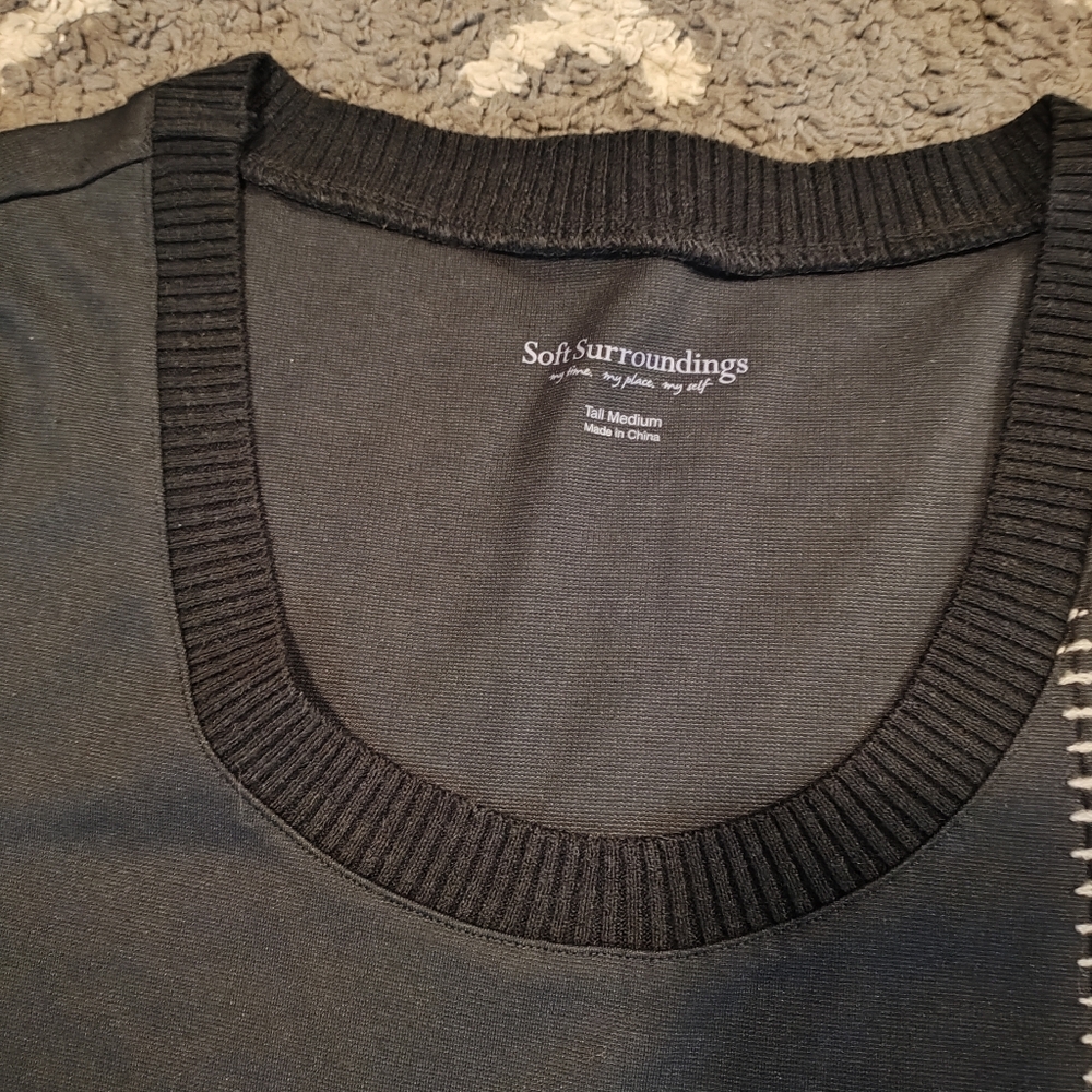 Soft Surroundings Black Maxi Dress Size MT Long Sleeve - Picture 4 of 7